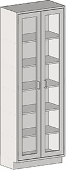 Tall Cabinet Casework: 304 Stainless Steel, Closed Front, Double Glass Door, Flat Top, 5 Adjustable Shelves, EA-SSC-TCBG