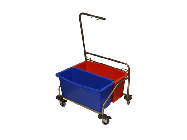 Berkshire Cleanroom Mop Cart with Buckets:; Stainless Steel, Fully Autoclavable, Two 20 Liter Mop Buckets, Locking Casters, BRK-BCRMOPCART1