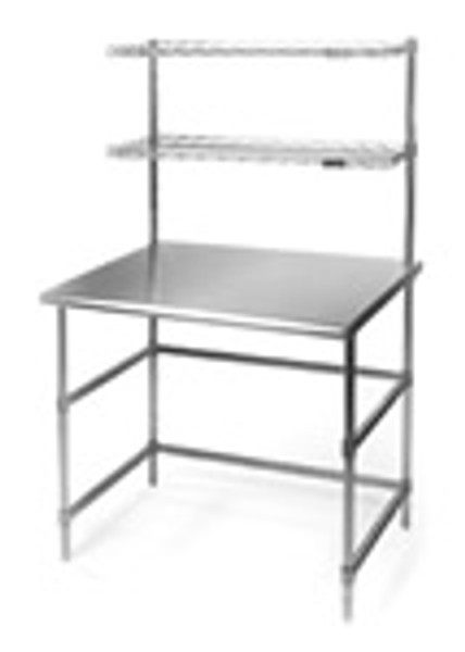 Cleanroom Tables:. 304 Stainless Steel Top, (2) Stainless Steel Shelves, (2) C-Frame Base,  EA-OAST-2C