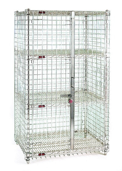 Security Racks: 2 Shelves, Stationary, Chrome, EA-SC-2SH