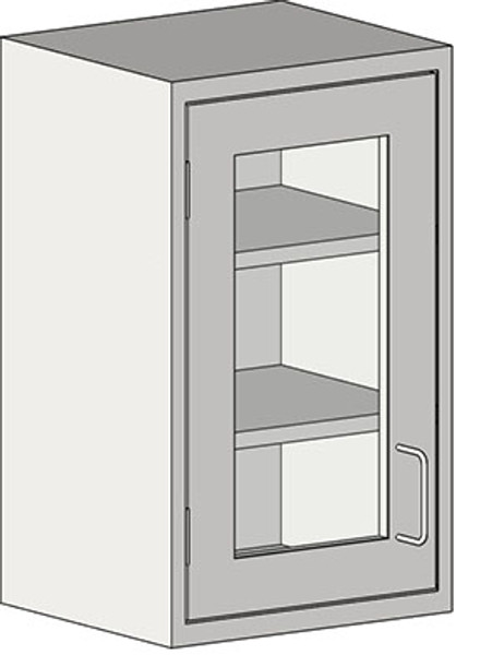 Casework Upper Lab Cabinets: 304 Stainless Steel, Flat Top, Left Swinging Framed Glass Door, EA-SSC-WCGHL