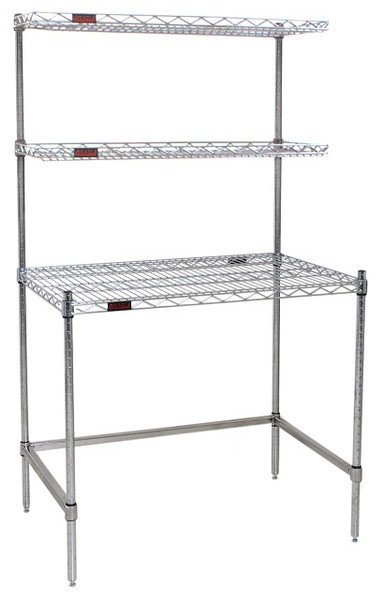 Cleanroom Eagle Tables:. Stainless Steel Wire Top, Base and Over Shelves, EA-WSWT-S