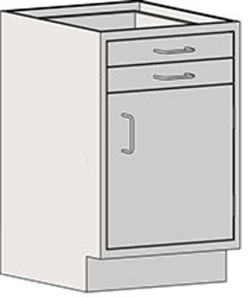 Casework Base Unit with Door/Drawer Combination: Type 304 Stainless Steel, Two Drawers,  Right Swinging Door, EA-SSC-SDDRT3