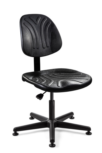 Harsh Environment Chairs,. Seat Height: 15"-20", Dura Heavy Duty, Black Polyurethane, Seat Height Options, Control Options, Black  Nylon Base, Mushroom Glides, BV-7000D: