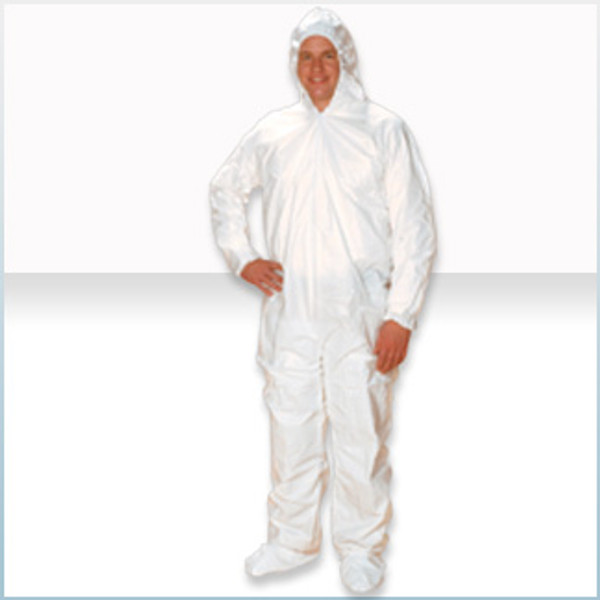 Disposable Cleanroom Coveralls: Microporous Material, Attached Hood, Elastic Wrist, 25/Case, 2XL, TS-226853-2XL