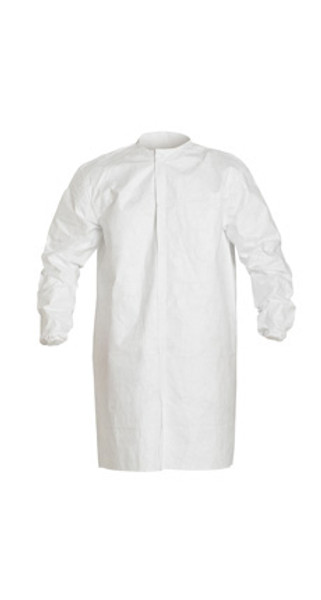 DuPont Tyvek Frocks: Snap Front, Elastic Wrist, In Set Sleeves, Bound Seams, Cleanroom Processed, Individually Packaged, 30/Case, S-4XL, DU-IC270BWHxx00300C