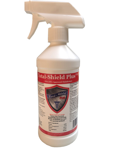 Disinfectants: Total Shield Plus, 16 oz. Trigger Spray Bottle, One-Step Disinfectant/Cleaner, Bleach and Chlorine Free, EPA Approved, 9 Bottles/Case, MCG-877587-16