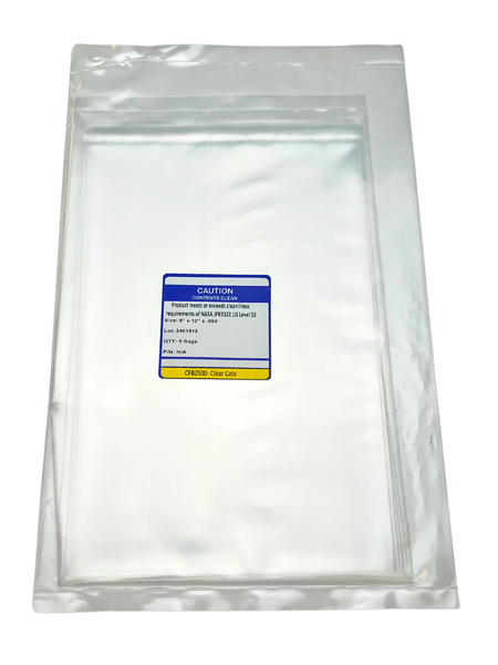 Cleanroom Bags:. ULO Polyethylene, 8" x 12",  4.0 mil, Level 50, 100/Pack, CFB-2500-812-4Mil-Lev50-PACK