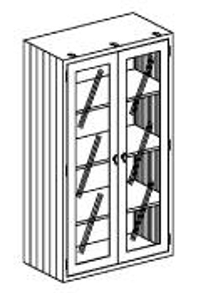 Supply Cabinets: 304 Stainless Steel, 3 Shelves, Glass Hinged Doors, 47"x 18"x 60"H, BL-ES47