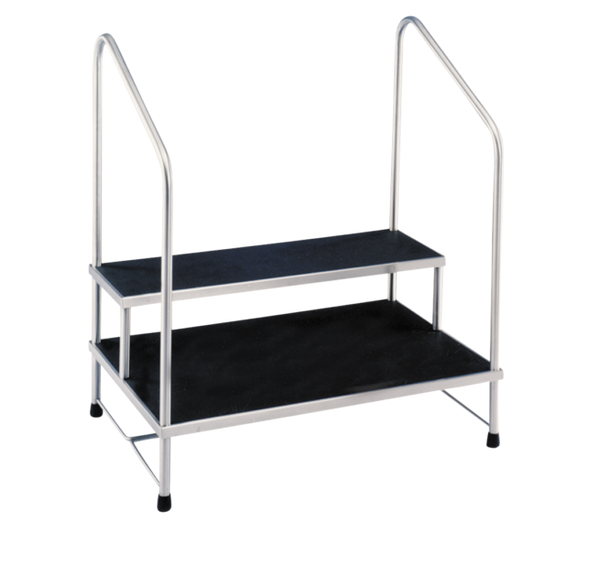 Step Stools: 2 Steps, 2 Hand Rails, Stainless Steel, BL-7764SSMR-HR: