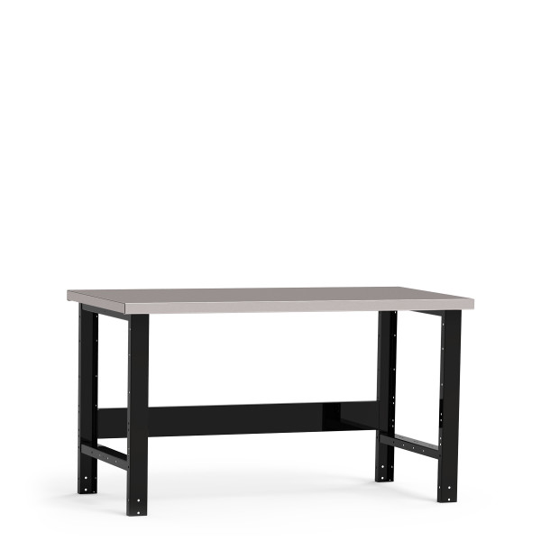 Work Bench; 60"W x 30"D x 34"H, Dissipative Steel Top, Open Leg with Stringer, RU-WSA4031