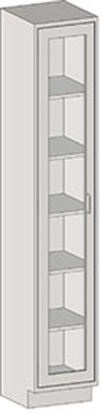 Tall Cabinet Casework: 304 Stainless Steel, Closed Front, Left-hand Hinged Glass Door, Flat Top, 5 Adjustable Shelves, EA-SSC-TCBGL