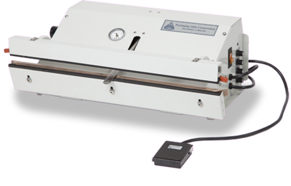 Vacuum Heat Sealers: Ported Exhaust for Cleanrooms, Stainless Steel, Nozzle Vacuum System, Table Top, Low Volume, Seal Length: 20"  AV-PVT-20-PE-SS