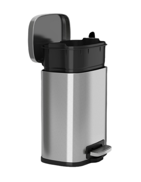 Fire Rated Trash Receptacles:. 1.32 Gallon Stainless Steel, Slim, Rectangular with Plastic Liner, HL-HLSS01RFR