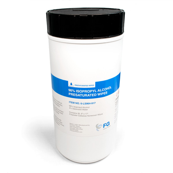 Pre-Saturated Wipes:. Polyester Cellulose, 96% IPA, Canister, 9"x 17"  LT-LS964-917