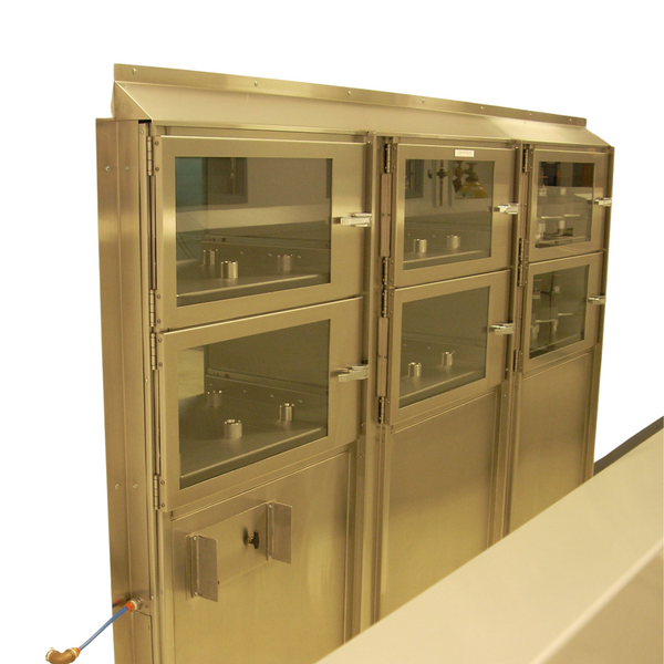 Pass-Through Desiccator Cabinets, 6 Doors, 6 Compartments, Stainless Steel, CAP-19F-SST-6DR-TPL-28Wx14Hx20D-30B