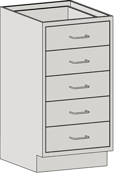 Casework Cabinets with Singe Bank Drawers: 304 Stainless Steel, (5) 6" Drawers a Unit, EA-SSC-HDB6