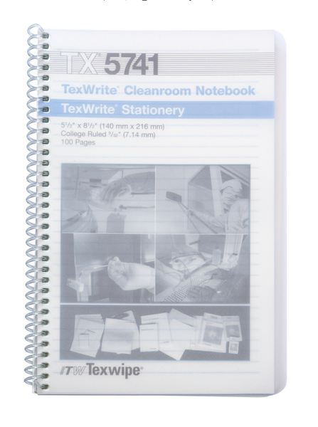 Cleanroom Notebooks, 5 1/2" x 8 1/2", Spiral, College Ruled, Individually Packaged, Price Per Each, TX-TX5741