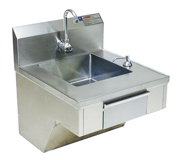 Hand Sinks For Physically Challenged: Eagle, Stainless Steel, Bowl Size: 15"W x 14"L x 6.5"D, EA-HSAP-14-ADA-FE-B