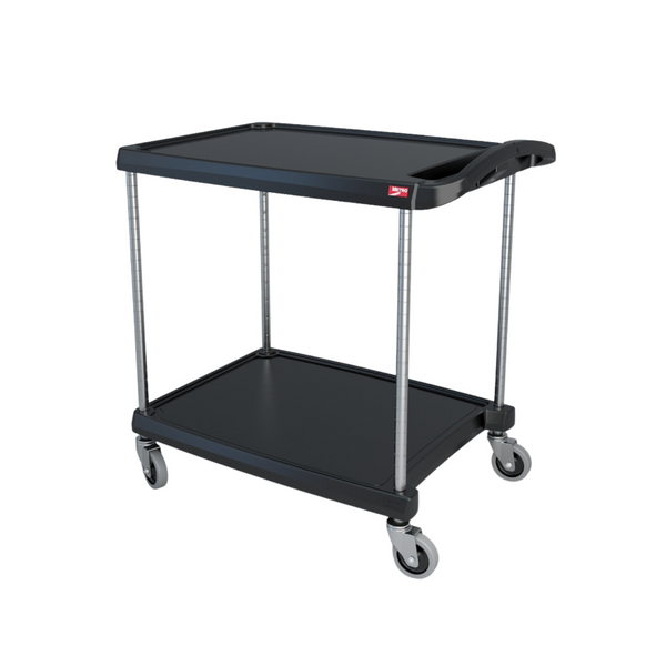 Utility Carts: 2 Polymer Shelves, 27" x 40" x 36"H, Black, 5" Casters, IM-MY2636-25BL