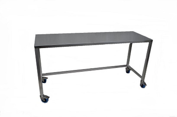 Electropolished Tables; 316 Stainless Steel, Wheels, Fully Welded, C-Frame, CRW-TB-316-CAS-ELP: