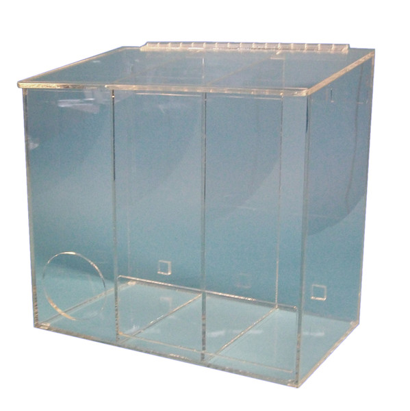 Multiple Product Dispensers, 15"W x 15"H x 9"D, 3 Compartment, Sloped Lid, Front Access Holes, SC-MCD-3003-PETG