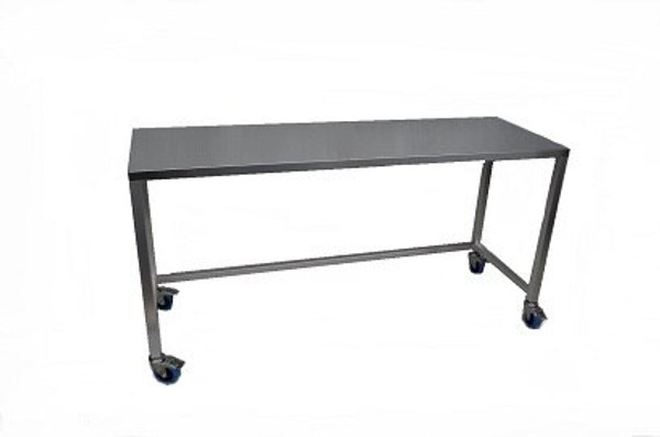 Electropolished Tables; 304 Stainless Steel, Wheels, C-Frame, Fully Welded, CRW-TB-304-CAS-ELP