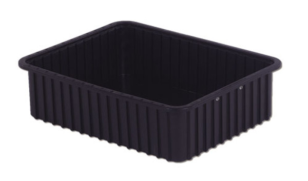 ESD-Safe Tote Box Containers: Inside:20.3"x15.3"x6.0", Black, 4/Case, Price Per Case, LB-DC3060-XL