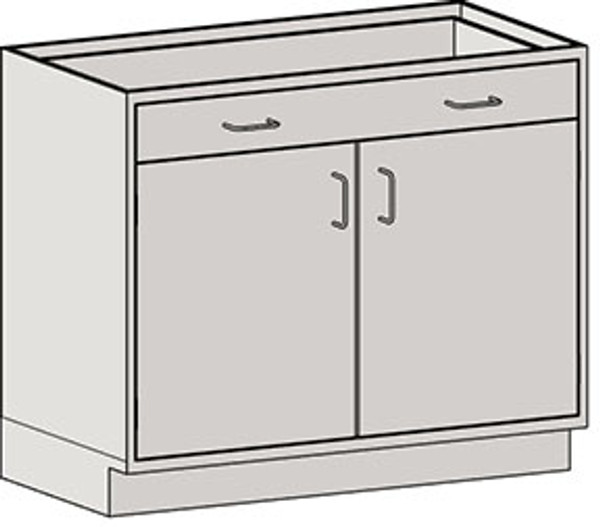 Casework Base Unit with Door/Drawer Combination: One Drawer, Swinging Double Doors, Type 304 Stainless Steel, EA-SSC-HDDT6