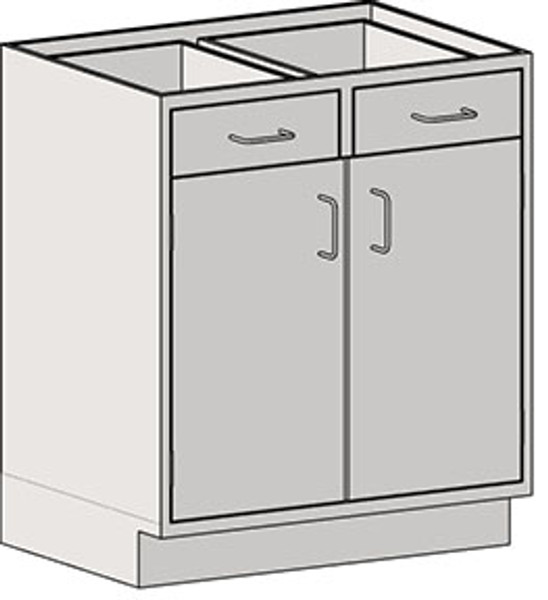 Casework Base Unit with Double Door/Drawer Combination: Type 304 Stainless Steel, EA-SSC-HDDT6D