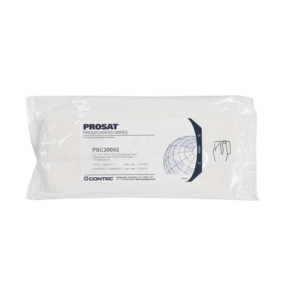 Pre-Saturated IPA Wipes, Non-Woven Cellulose/Polyester, 9"x11", ISO Class 5  CO-PSC20002