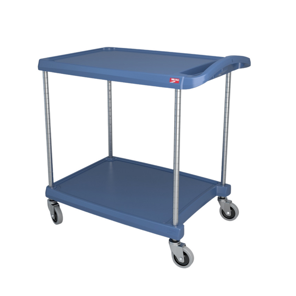 Utility Carts: 2 Polymer Shelves, 18" x 31", Blue Antimicrobial, IM-MY1627-24BU