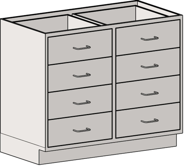 Casework Cabinets with Double-Bank Drawers: 304 Stainless Steel, (8) 7" Drawers a Unit, EA-SSC-HDBD7