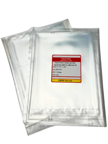 Cleanroom Bags:. ULO Polyethylene, 6" x 8",  4.0 mil, Level 100, 100/Pack, CFB-2500-68-4Mil-Lev100-PACK