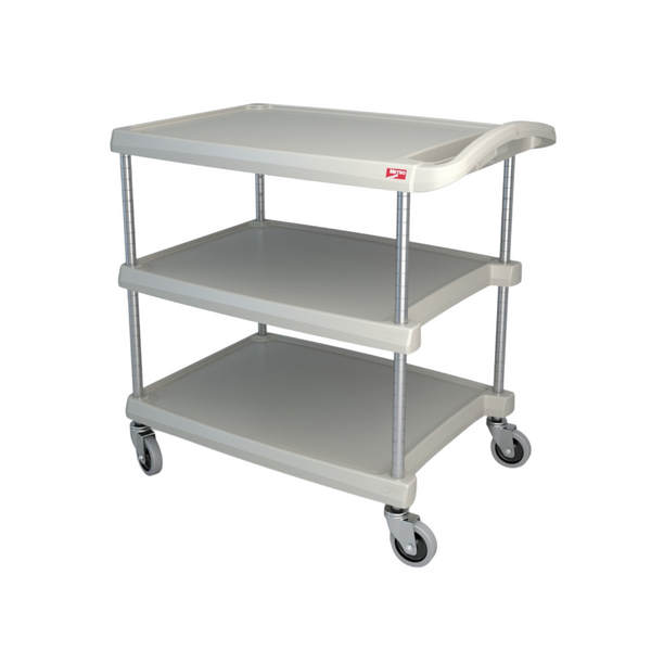 Utility Carts: 3 Polymer Shelves, 23"x 34", Gray, Casters, IM-MY2030-34G