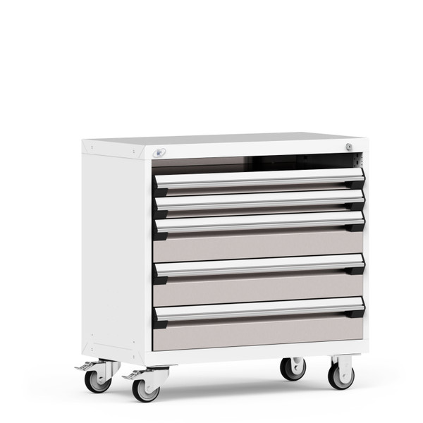 Mobile Cabinets; 36"W x 18"D x 35 1/8"H, 5 Drawers, 4" Casters, Heavy-Duty 16 Gauge Construction, RU-R5XEC-3004S