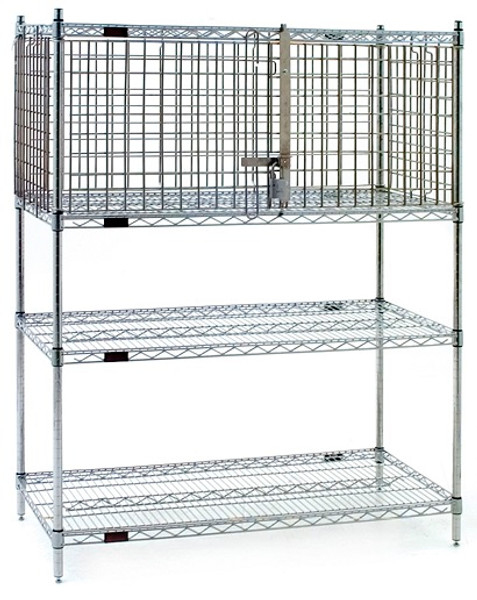 Security Racks: Hinged or Flip Doors, Side &amp; Back Panels, Chrome, EA-SECM