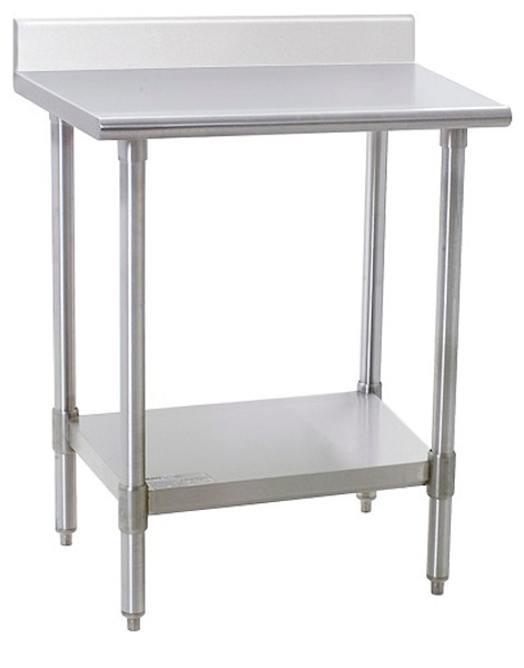 Stainless Steel Work Tables:. 430 Stainless Steel Upturn Top, Stainless Steel Base &amp; Lower Shelf, NSF, EA-UTSB