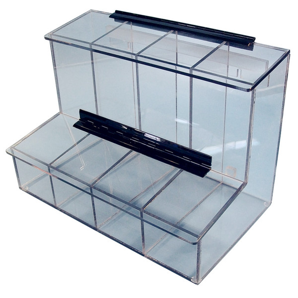 Small Part Dispensers, 17"W x 12"H x 10"D, 4 Compartments, SC-FCD-01-PETG