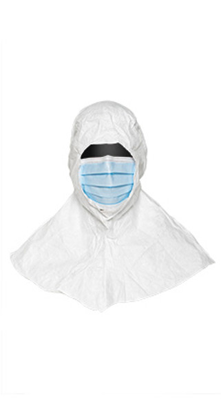 DuPont Sterile Tyvek Hood and Attached Mask:. Universal Size, Blue Mask, Individually Packaged, 100/Case, DU-IC669BWH0001000S