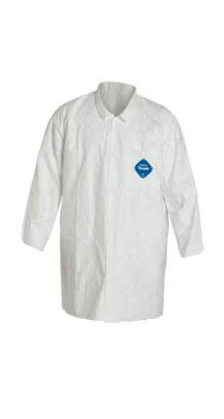 DuPont Tyvek Lab Coats: Snap Front, 2 Pockets, Open Wrists, Industrial, 30/Case, S-4XL, DU-TY212SWHxx003000