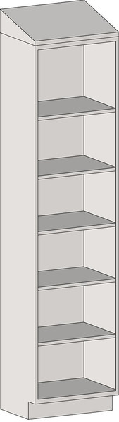 Tall Cabinet Casework: 304 Stainless Steel, Open Front, Sloped Top, 5 Adjustable Shelves, EA-SSC-TOBST