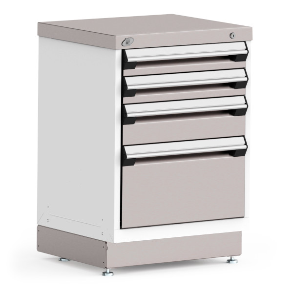 Stationary Cabinets; 24"W x 21"D x 32"H, Stainless Steel Cover, 4 Drawers, Heavy-Duty 16 Gauge Construction, RU-R5XCD-2814S