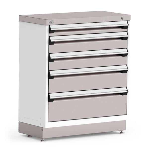 Stationary Cabinets; 36"W x 18"D x 42"H, Stainless Steel Cover, (5) Drawers, Heavy-Duty 16 Gauge Construction,  RU-R5XEC-3808S