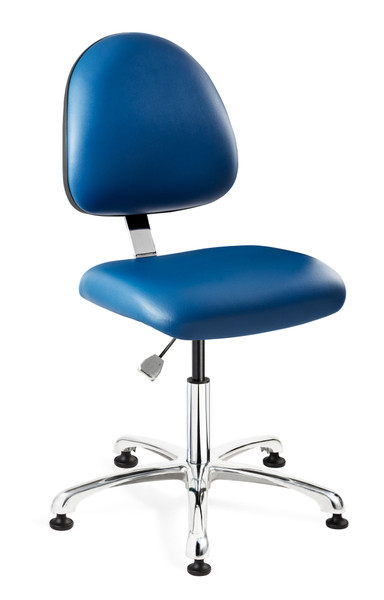 Lab Chairs, Seat Height Options, Control Options, Polished Aluminum Base, Mushroom Glides, BV-9000M-S: