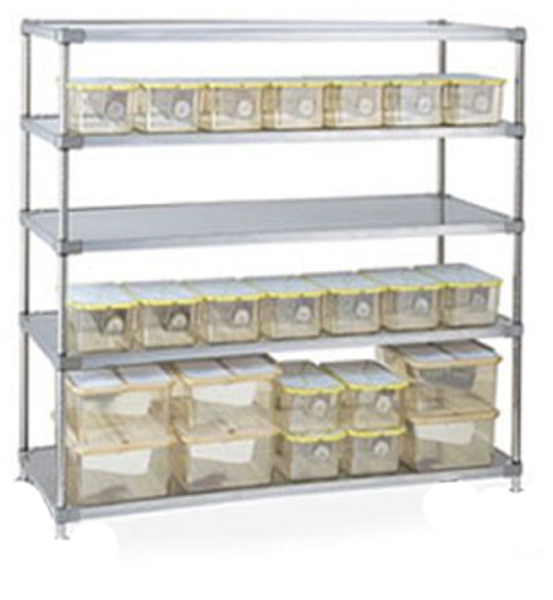 Autoclavable Lab Racks; Stationary, 24"x 60"x 69"H, 5 Solid Stainless Shelves, IM-LC5S2460