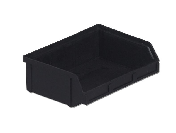 ESD Parts Bins: Molded In Divider, Conductive, Black, 6.6"Lx 8.8"W x 2.9"H, 12/Case, Price Per Case, LB-PB22-XXL