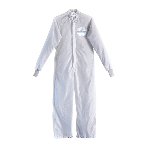 Washable Cleanroom Coveralls: Integrity 2000 Fabric, Zipper, Knit Cuffs, Raglan Sleeves, XS-5XL, FI-CCRC-10WH