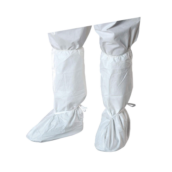 Cleanroom Boot Covers, Ankle Ties, 18"H, Elastic Top, Medium, 100 pairs/case  AP-BT-T4W15-B