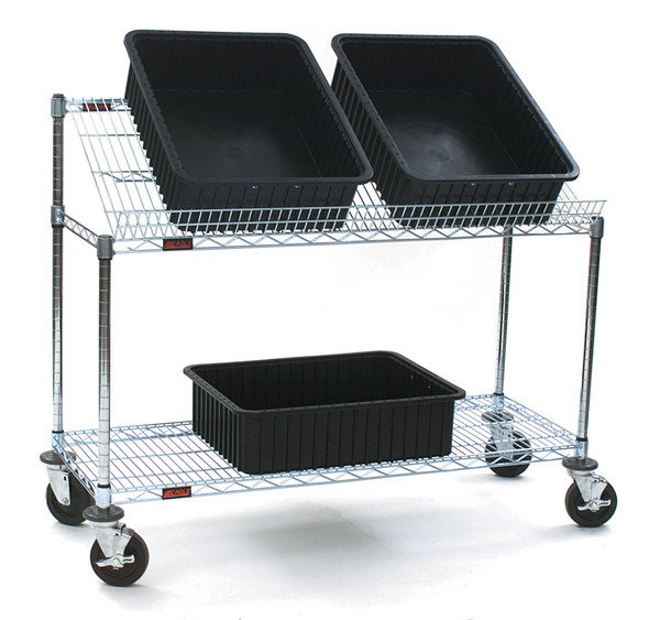 Tote Box Carriers: Casters, Variable Shelf Angle, Zinc, 18"x 36", EA-1836BTZ